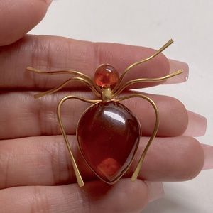 ⚜️ Vintage Russian Baltic Amber GP Spider Brooch